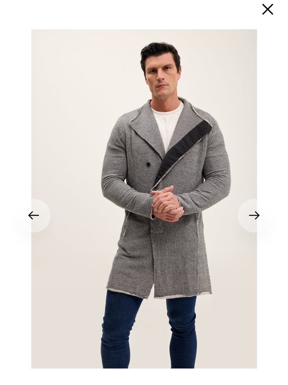 Ron Tomson Gray Long Knit Trench Coat